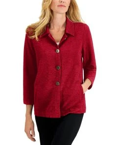 JM Collection Textured Button-Front Jacket, Created For Macy's