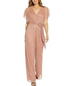 Adrianna Papell Flutter-Sleeved Surplice Jumpsuit