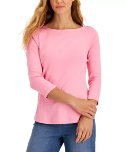 Charter Club Women's Pima Cotton Boat-Neck Top, Created For Macy's 20 Charter Club Women's Pima Cotton Boat-Neck Top, Created For Macy's -CeCe cloth-shop 20296028 fpx