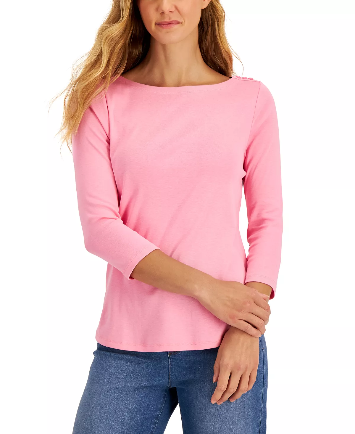 Charter Club Women's Pima Cotton Boat-Neck Top, Created For Macy's 9 Charter Club Women's Pima Cotton Boat-Neck Top, Created For Macy's - Image 9