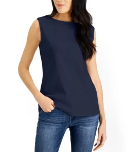 Karen Scott Cotton Boat-Neck Tank Top, Created For Macy's -CeCe cloth-shop 20382666 fpx