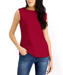 Karen Scott Cotton Boat-Neck Tank Top, Created For Macy's -CeCe cloth-shop 20382667 fpx