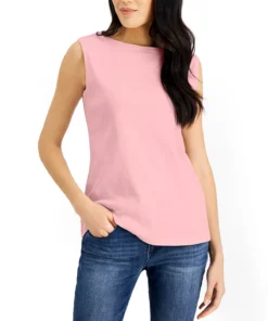 Karen Scott Cotton Boat-Neck Tank Top, Created For Macy's -CeCe cloth-shop 20382671 fpx