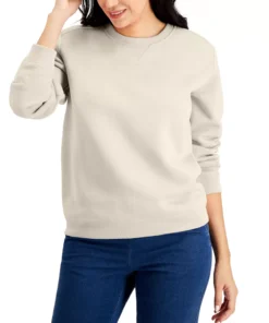 Karen Scott Crew Neck Fleece Sweatshirt, Created For Macy's -CeCe cloth-shop 20497968 fpx