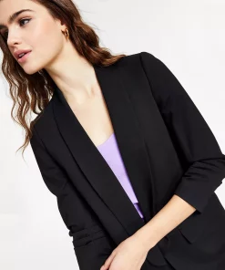 Bar III Women's Compression Shawl-Collar 3/4-Sleeve Blazer, Created For Macy's -CeCe cloth-shop 20648906 fpx