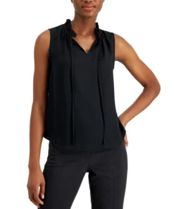 Anne Klein Women's Tulla Split-Neck Sleeveless Top