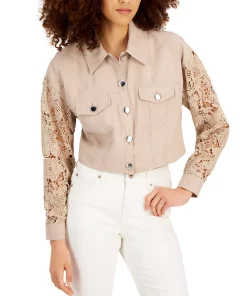 INC International Concepts Women's Lace-Sleeve Jacket, Created For Macy's -CeCe cloth-shop 20785286 fpx