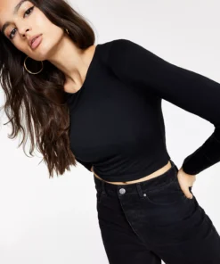 Bar III Odycon Long-Sleeve Cropped Top, Created For Macy's -CeCe cloth-shop 20796116 fpx