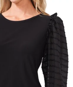 CeCe Mixed-Media Knit Top -CeCe cloth-shop 20805896 fpx