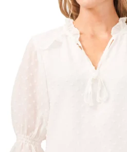 CeCe Women's Split-Neck Clip-Dot Elbow Sleeve Blouse -CeCe cloth-shop 20929225 fpx