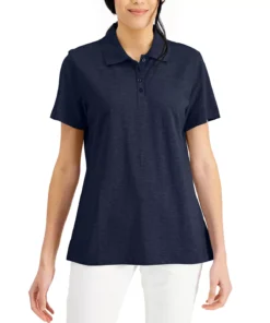 Karen Scott Cotton Short Sleeve Polo Shirt, Created For Macy's -CeCe cloth-shop 20950924 fpx