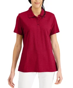 Karen Scott Cotton Short Sleeve Polo Shirt, Created For Macy's -CeCe cloth-shop 20950926 fpx