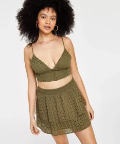 Bar III Women's Eyelet Crop Top, Created For Macy's 8 Bar III Women's Eyelet Crop Top, Created For Macy's -CeCe cloth-shop 20957487 fpx