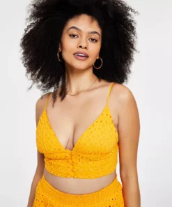 Bar III Women's Eyelet Crop Top, Created For Macy's 7 Bar III Women's Eyelet Crop Top, Created For Macy's -CeCe cloth-shop 20957493 fpx