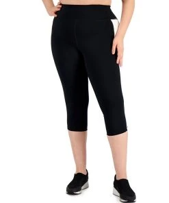ID Ideology Plus Size Colorblocked Capri Leggings, Created For Macy's