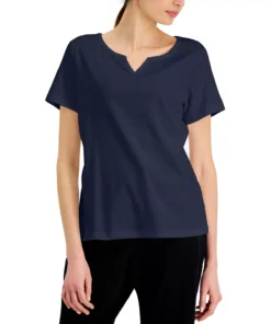 Karen Scott Cotton Split-Neck Top, Created For Macy's 10 Karen Scott Cotton Split-Neck Top, Created For Macy's -CeCe cloth-shop 21151765 fpx