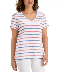 Karen Scott Women's Striped Top, Created For Macy's