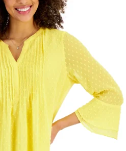 Charter Club Women's Double-Ruffle Textured Pintuck Top, Created For Macy's 11 Charter Club Women's Double-Ruffle Textured Pintuck Top, Created For Macy's -CeCe cloth-shop 21216706 fpx