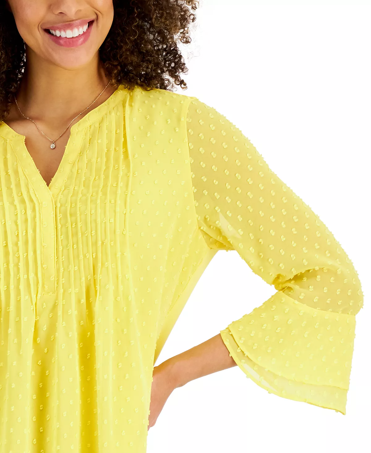 Charter Club Women's Double-Ruffle Textured Pintuck Top, Created For Macy's 5 Charter Club Women's Double-Ruffle Textured Pintuck Top, Created For Macy's - Image 5