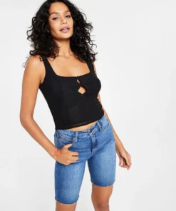 Bar III Women's Cutout Mesh Top, Created For Macy's