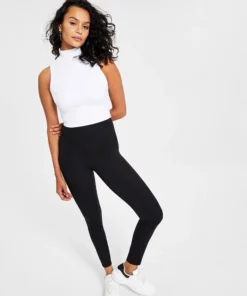 Bar III Women's Mock-Neck Compression Bodycon Top, Created For Macy's