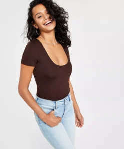 Bar III Women's Scoop-Neck Compression Bodycon Bodysuit, Created For Macy's -CeCe cloth-shop 21336732 fpx