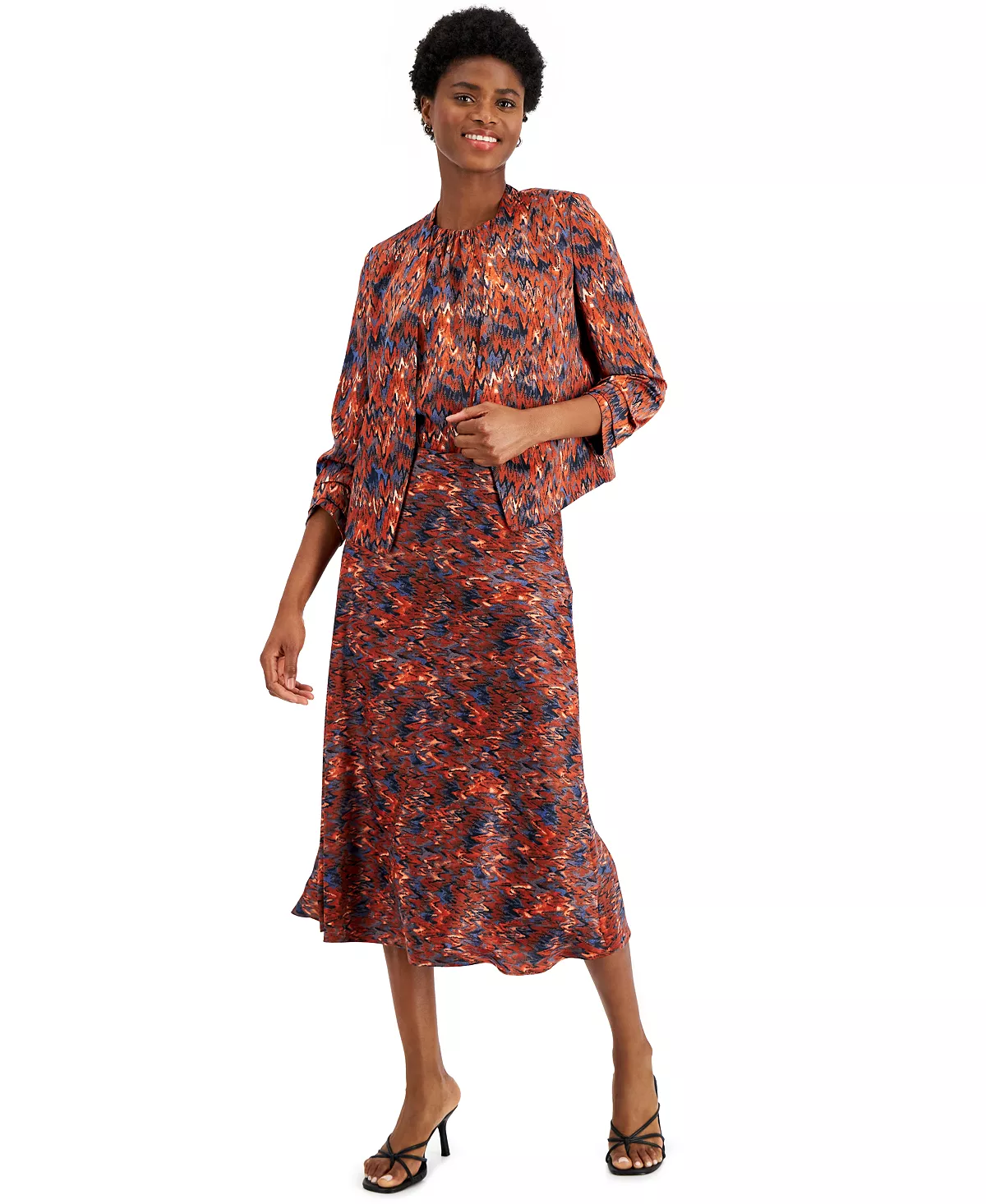 Bar III Women's Ikat-Print Scrunch-Sleeve Blazer, Created For Macy's 4 Bar III Women's Ikat-Print Scrunch-Sleeve Blazer, Created For Macy's - Image 4