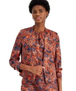 Bar III Women's Ikat-Print Scrunch-Sleeve Blazer, Created For Macy's