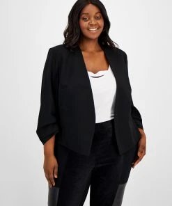 Bar III Plus Size Ruched Sleeve Blazer, Created For Macy's