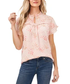 CeCe Women's Ruffled Tie V-Neck Top