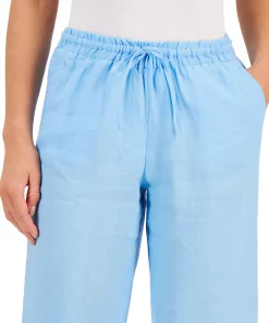 Charter Club Women's Linen Capri Tie-Waist Pants, Created For Macy's 15 Charter Club Women's Linen Capri Tie-Waist Pants, Created For Macy's -CeCe cloth-shop 21533929 fpx