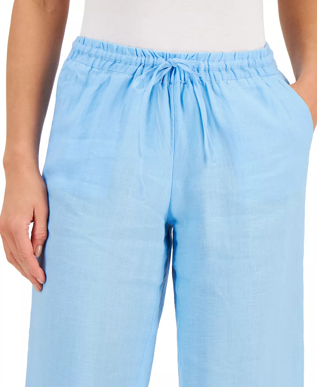 Charter Club Women's Linen Capri Tie-Waist Pants, Created For Macy's 7 Charter Club Women's Linen Capri Tie-Waist Pants, Created For Macy's - Image 7