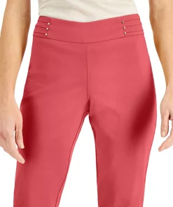 JM Collection Studded-Waist Pull-On Cropped Pants, Short, Created For Macy's -CeCe cloth-shop 21555536 fpx