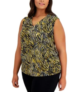 Kasper Plus Size Printed Sleeveless Top