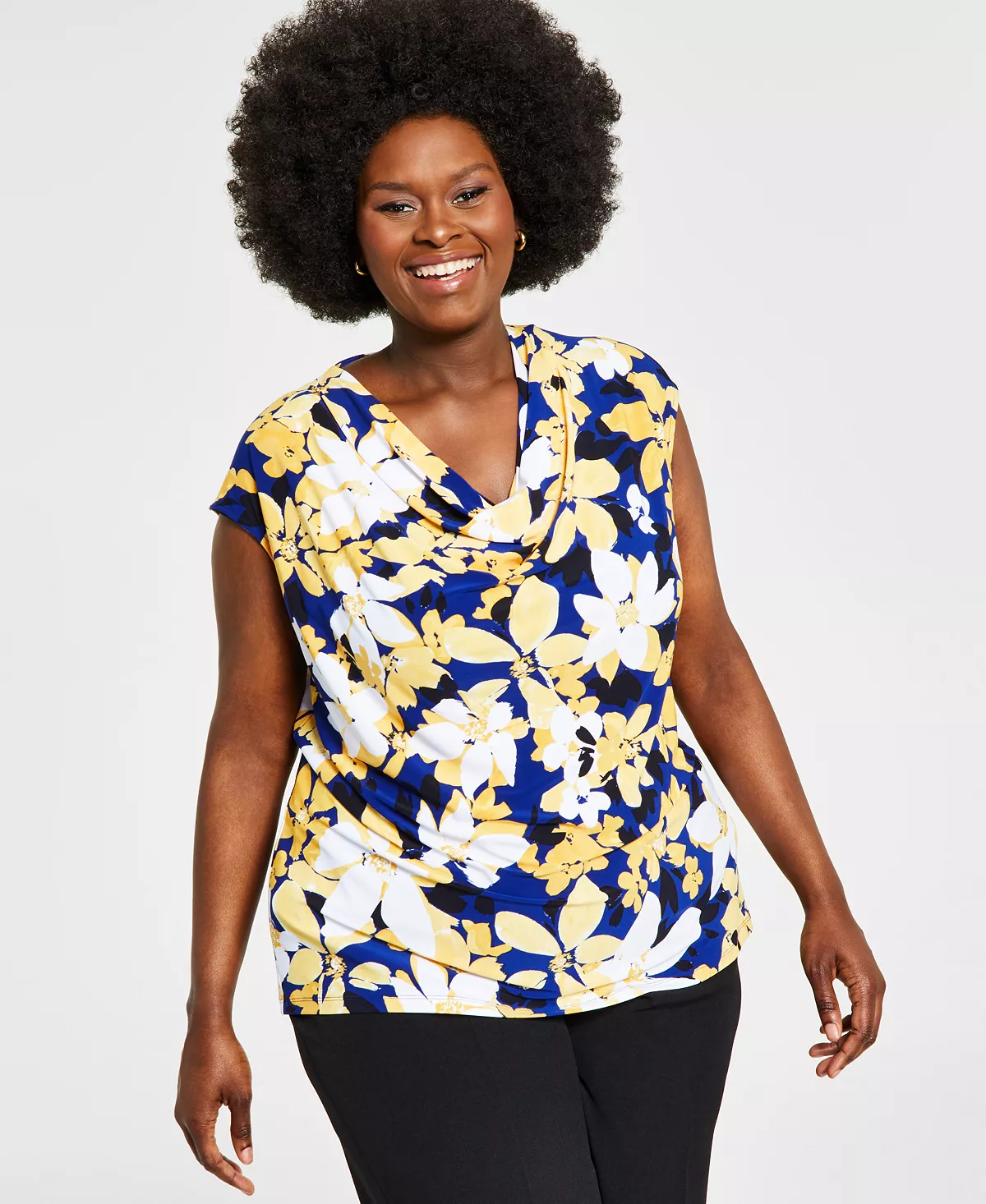 Kasper Plus Size Printed Cowlneck Top 3 Kasper Plus Size Printed Cowlneck Top - Image 3