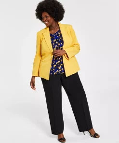 Kasper Plus Size Crepe One-Button Blazer -CeCe cloth-shop 21584607 fpx