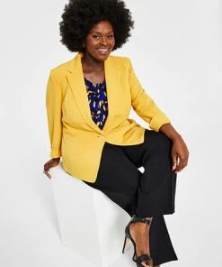 Kasper Plus Size Crepe One-Button Blazer -CeCe cloth-shop 21584628 fpx