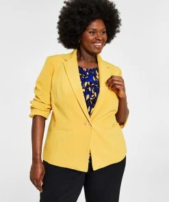 Kasper Plus Size Crepe One-Button Blazer