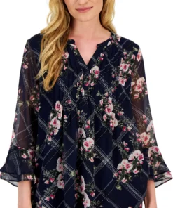 Charter Club Women's Etching Garden Top, Created For Macy's -CeCe cloth-shop 21585135 fpx