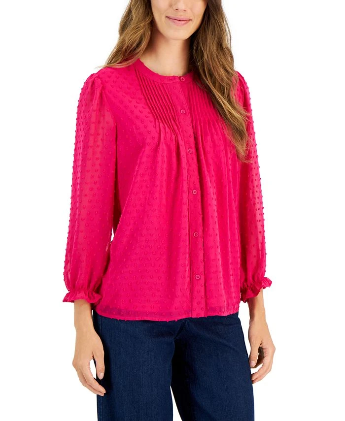 Charter Club Women's 3/4-Sleeve Pintuck Blouse, Created For Macy's 1 Charter Club Women's 3/4-Sleeve Pintuck Blouse, Created For Macy's