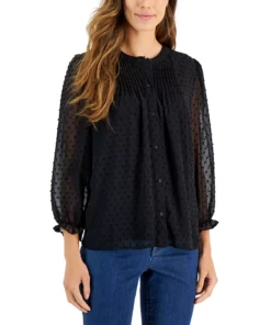 Charter Club Women's 3/4-Sleeve Pintuck Blouse, Created For Macy's 8 Charter Club Women's 3/4-Sleeve Pintuck Blouse, Created For Macy's -CeCe cloth-shop 21585724 fpx