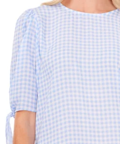CeCe Women's Gingham Tie-Sleeve Blouse -CeCe cloth-shop 21588020 fpx