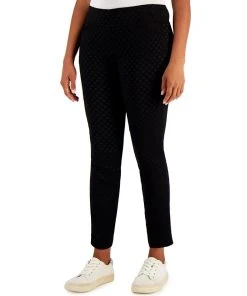 Charter Club Women's Embossed Dot Pull-On Skinny Pants, Created For Macy's