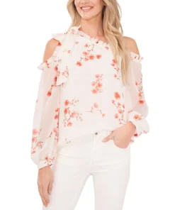 CeCe Women's Cold-Shoulder Bow Top