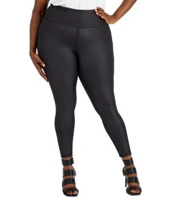 INC International Concepts Plus Size Shine Compression Leggings, Created For Macy's