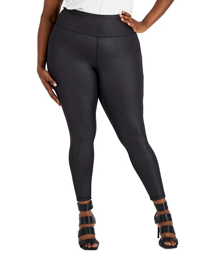 INC International Concepts Plus Size Shine Compression Leggings, Created For Macy's 1 INC International Concepts Plus Size Shine Compression Leggings, Created For Macy's