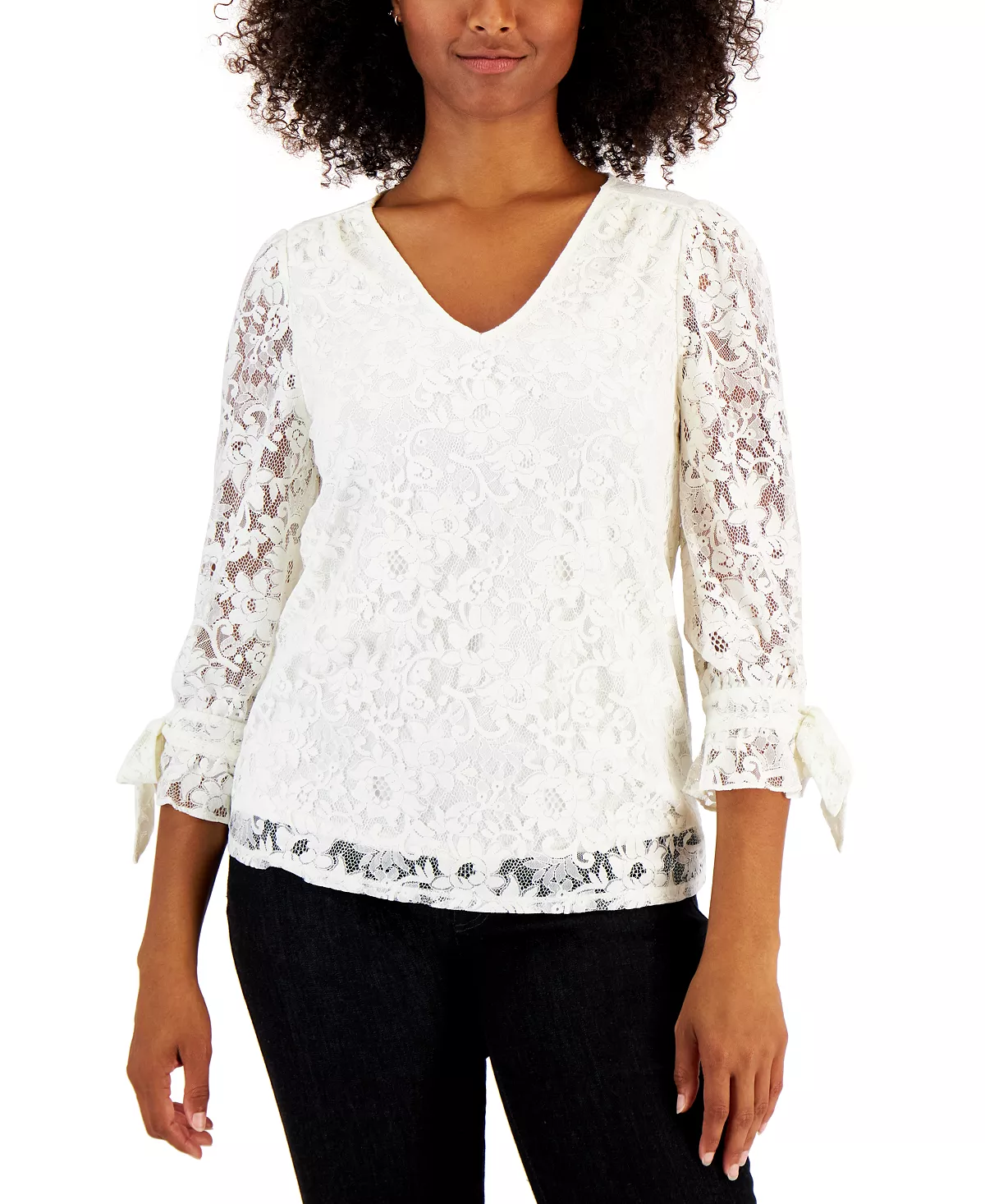 Charter Club Women's Lace Overlay Top, Created For Macy's 1 Charter Club Women's Lace Overlay Top, Created For Macy's