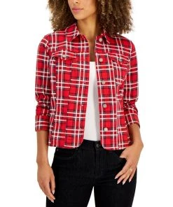Charter Club Women's Classic Denim Tartan Jacket, Created For Macy's