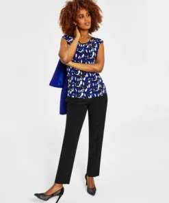 Kasper Women's Printed Twist-Neck Blouse