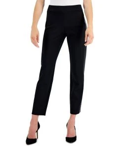 JM Collection Women's Faux-Leather-Stripe Ponté-Knit Pants, Created For Macy's